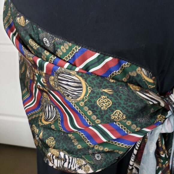 Zara Basic Soft Black Tee with Hip Scarf Midi Dress womens S small Crew Neck - Picture 5 of 10